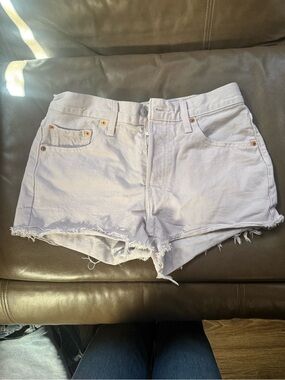 0002. Levi's Lavender Frayed Hem Denim Shorts